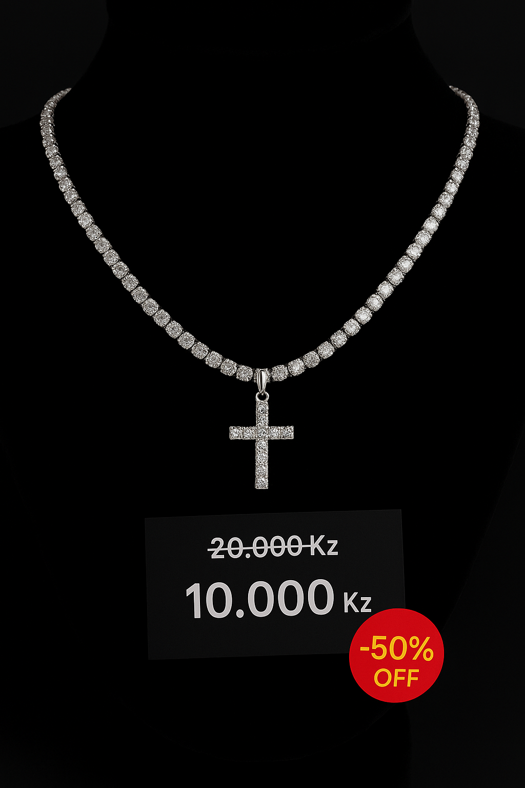 Colar cravejado em uso